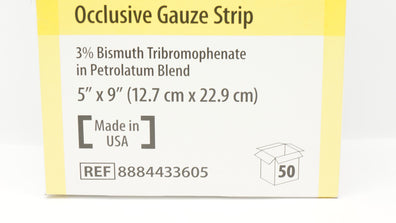 Covidien 8884433605 Xeroform Occlusive Gauze Strip 5 inch x 9 inch - Box of 50